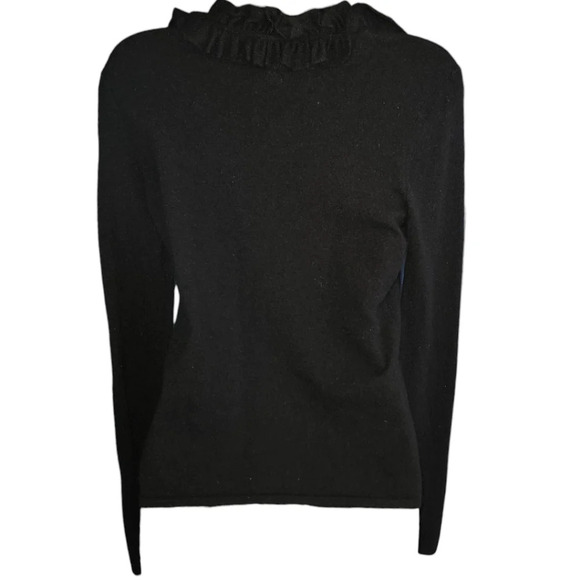 City DKNY Ruffled Collar Long Sleeve Lambs Wool/Cashmere/Rabbit Hair Sweater - Picture 2 of 2